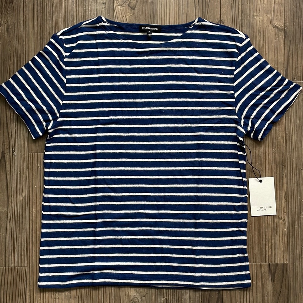 Hye Park And Lune Navy Blue and White Striped Tee